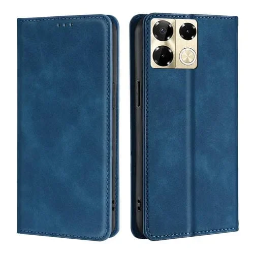 Funda de Cuero Magnética para Infinix Note 40 Pro 5G Skin Feel (Azul)