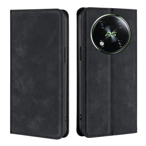 Funda de Cuero Magnética para Itel Rs4 4G Skin Feel para Teléfono (Negro)