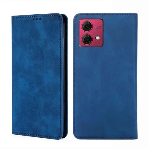 Funda de Cuero Magnética para Motorola Moto G84 5G Skin Feel (Azul)
