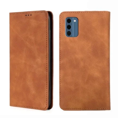 Funda de Cuero Magnética para Nokia C300 4G Versión Estadounidense (Marrón Claro)