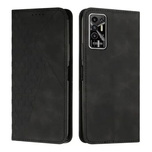 Funda de Cuero Magnética para Tecno Pova 2 Diamond Splicing (Negro)
