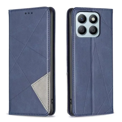 Funda de Cuero Magnético para Honor X8B con Textura Rombo (Azul)