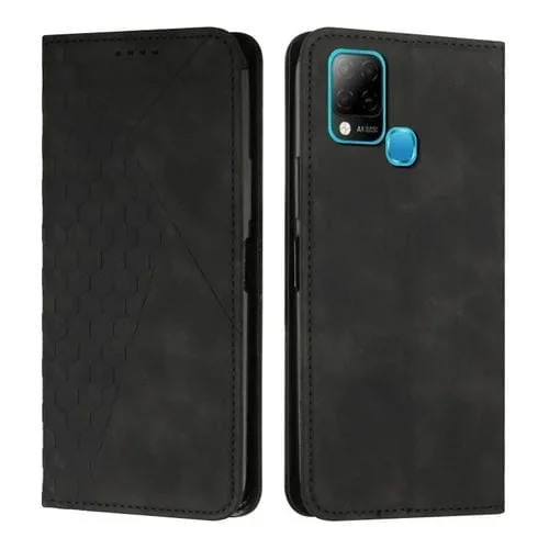 Funda de Cuero Magnético para Infinix Hot 10S / 10T / 10S Nfc Diamond (Negro)