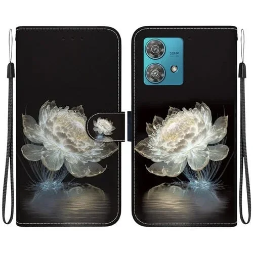 Funda de Cuero Motorola Edge 40 Neo con Dibujo Coloreado Crystal Peony (Crystal)