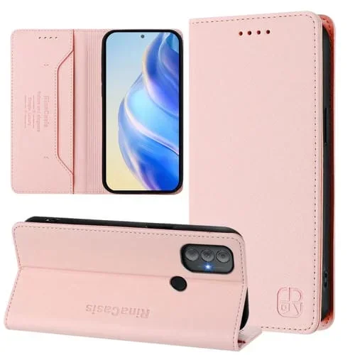 Funda de Cuero Motorola Moto G Power 2022 Rc01 con Doble Pliegue y Succión Magnética (Rosa)