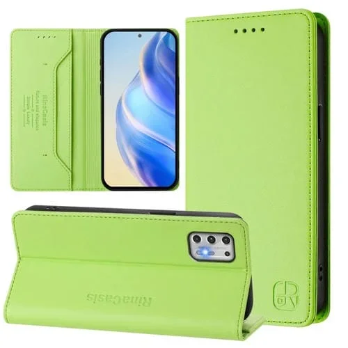 Funda de Cuero Motorola Moto G Stylus 4G (2021) Rc01 con Doble Pliegue y Succión Magnética (Verde Hierba)