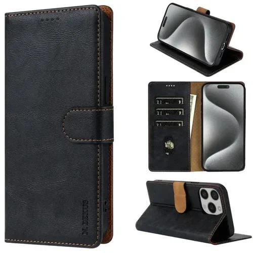 Funda de Cuero N.Bekus Csj-P1 para iPhone 16 Pro Max (Negro)