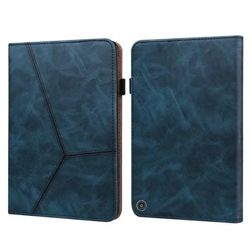 Funda de cuero para Amazon Fire HD 10 Plus y Fire HD 10 (2021) con relieve (Azul)
