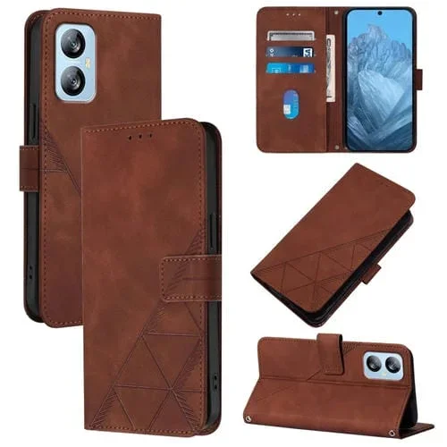Funda de Cuero para BlackView A52 Crossbody con Tapa en Relieve 3D (Marrón)