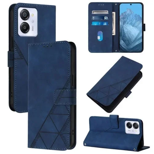 Funda de Cuero para BlackView Color 8 Crossbody con Tapa en Relieve 3D (Azul)