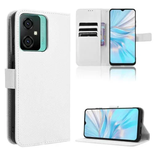 Funda de Cuero para BlackView Oscal C70 con Textura de Diamante (Blanco)