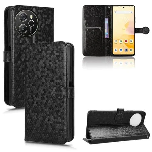 Funda de Cuero para BlackView Shark 8 con Textura de Punto de Panal (Negro)