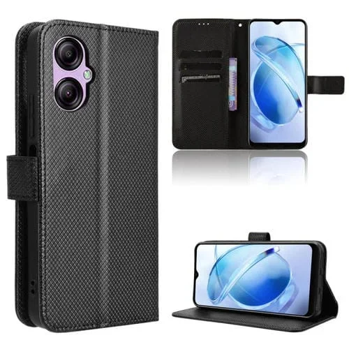 Funda de Cuero para BLU G53 con Textura de Diamante (Negro)