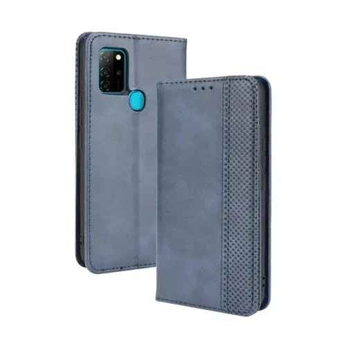 Funda de Cuero para Blu G91 Hebilla Magnética Retro Crazy Horse Texture Horizontal Flip con Soporte y Ranuras para Tarjetas (Azul)