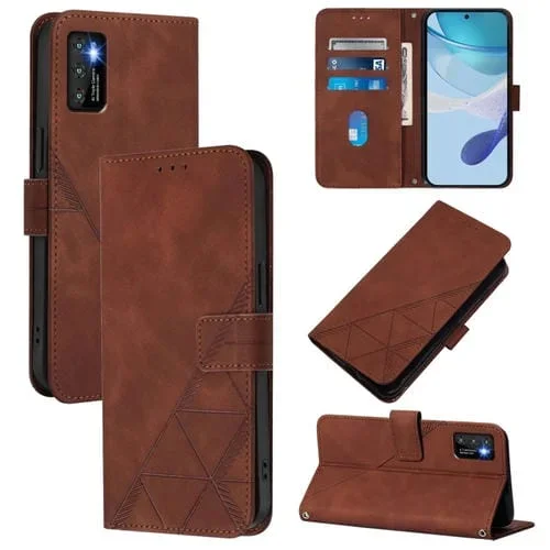 Funda de Cuero para Cubot P50 Crossbody con Tapa y Relieve 3D (Marrón)