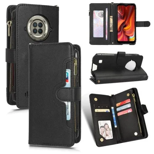 Funda de Cuero para Doogee S96 Pro con Textura Litchi y Cremallera (Negro)