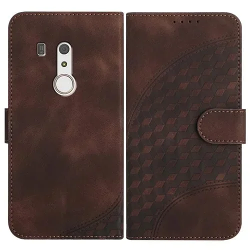 Funda de Cuero para Fujitsu Arrows Be3 Yx0060 con Relieve y Cabeza de Elefante con Cordón (Café)