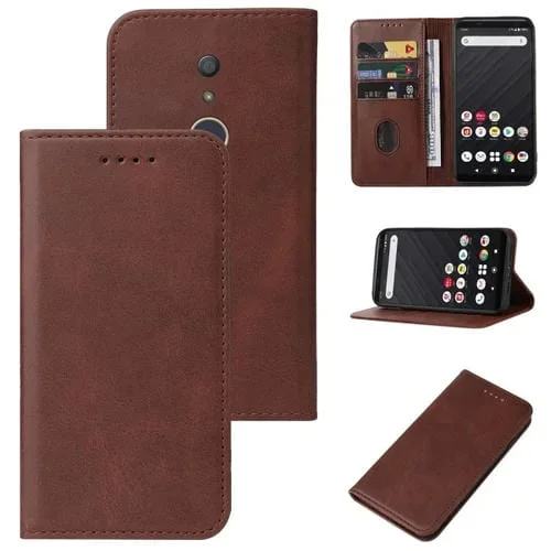 Funda de Cuero para Fujitsu Arrows Be4 Plus F-41B Bz02 con Cierre Magnético (Marrón)