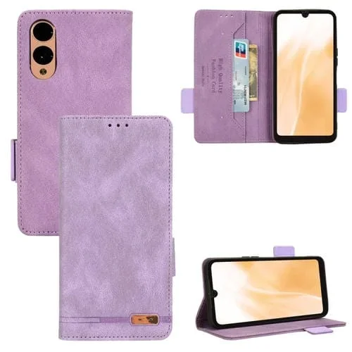 Funda de Cuero para Fujitsu Arrows F-52E We2 Plus con Cierre Magnético (Púrpura)