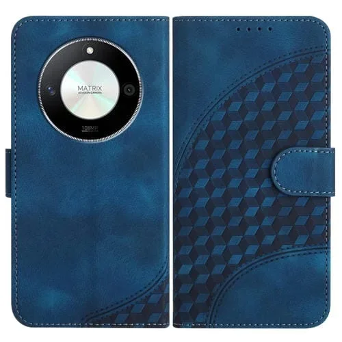 Funda de Cuero para Honor X50 X9B Yx0060 con Relieve y Cabeza de Elefante con Cordón (Azul Real)