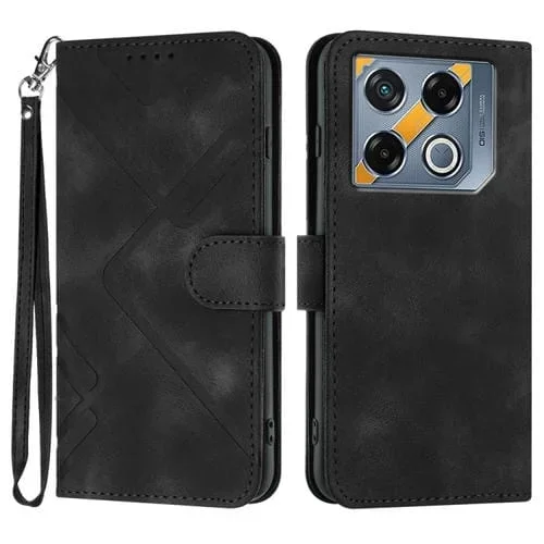 Funda de Cuero para Infinix GT 20 Pro con Textura Line Pattern Skin Feel (Negro)