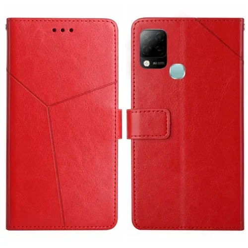 Funda de Cuero para Infinix Hot 10S / 10T Ht01 con Tapa y Patrón en Forma de Y (Rojo)