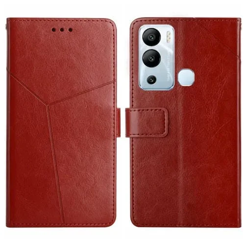 Funda de Cuero para Infinix Hot 12I HT01 con Tapa y Patrón en Forma de Y (Marrón)