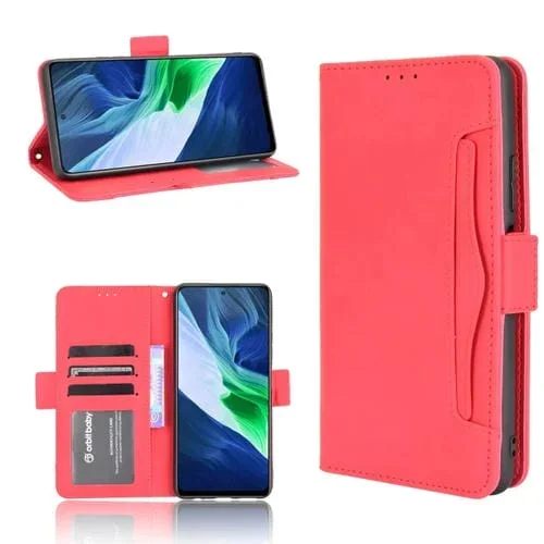 Funda de Cuero para Infinix Note 10 Pro NFC con Soporte, Tragamonedas y Marco de Fotos (Rojo)