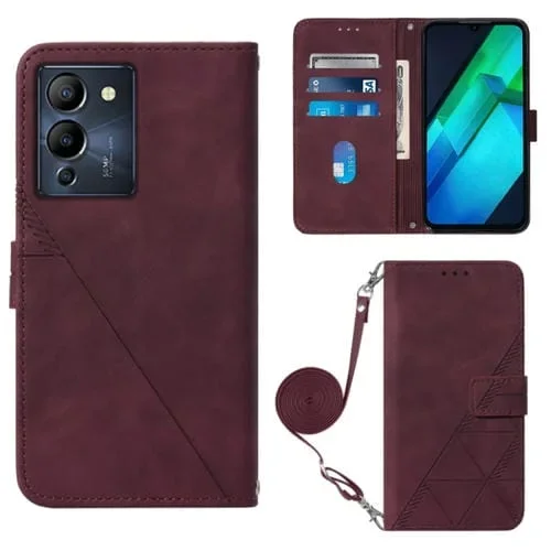 Funda de Cuero para Infinix Note 12 G96 Crossbody 3D con Tapa en Relieve (Rojo Vino)