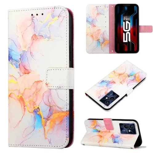 Funda de Cuero para Infinix Note 12 Pro 5G Pt003 con Tapa y Patrón de Mármol (Blanco Mármol)