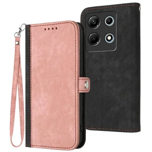 Funda de Cuero para Infinix Note 30 4G con Correa, Doble Pliegue y Hebilla Lateral (Rosa)
