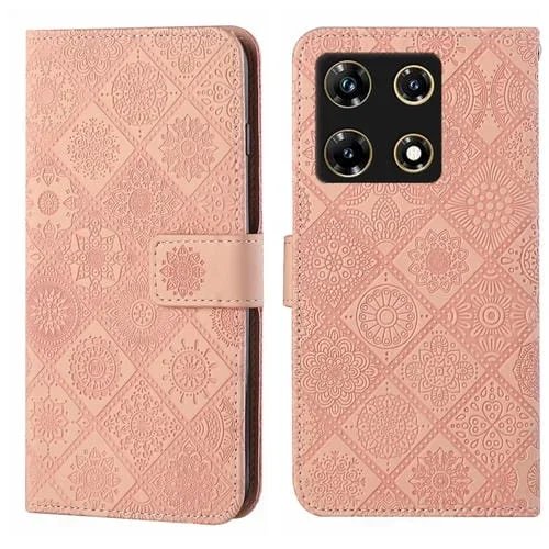 Funda de Cuero para Infinix Note 30 Pro 4G con Patrón en Relieve Étnico (Rosa)