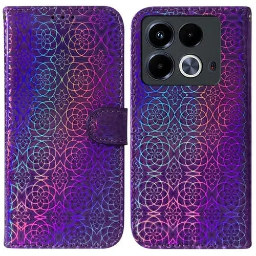 Funda de Cuero para Infinix Note 40 4G con Hebilla Magnética Colorida (Púrpura)