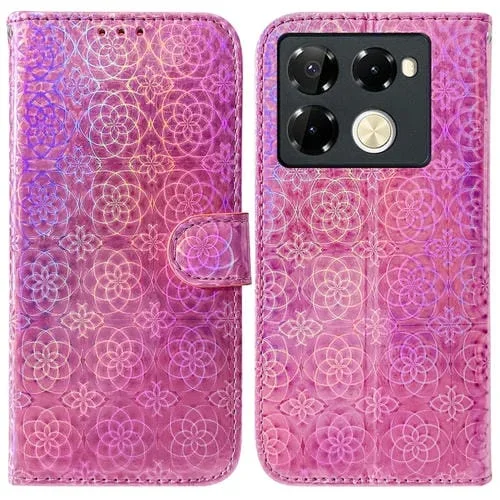 Funda de Cuero para Infinix Note 40 Pro 4G y 5G con Hebilla Magnética (Rosa)