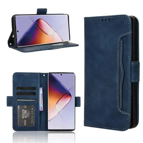 Funda de Cuero para Infinix Note 40 Pro 5G con Ranuras para Tarjetas y Textura Skin Feel (Azul)