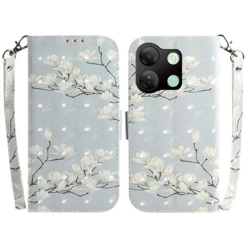 Funda de Cuero para Infinix Smart 7 HD con Tapa Horizontal y Diseño 3D (Magnolia)