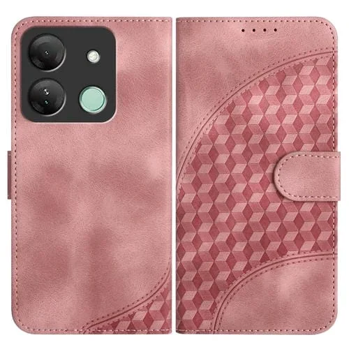 Funda de Cuero para Infinix Smart 7 HD Yx0060 con Relieve y Cabeza de Elefante con Cordón (Rosa)