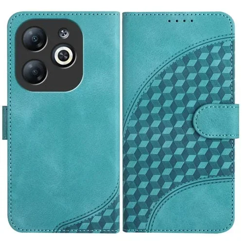Funda de Cuero para Infinix Smart 8 Yx0060 con Relieve y Cabeza de Elefante con Cordón (Azul Claro)