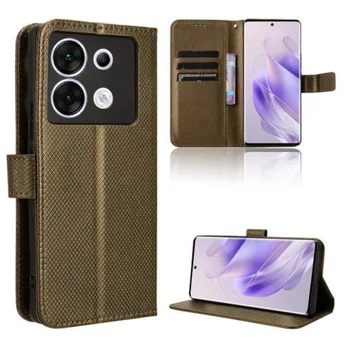 Funda de Cuero para Infinix Zero 30 5G con Textura de Diamante (Marrón)