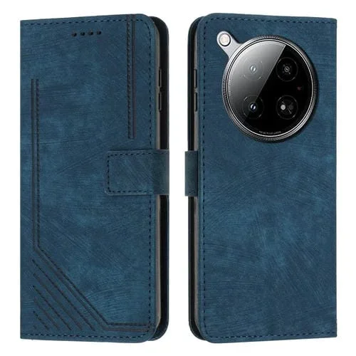 Funda de Cuero para Infinix Zero 40 4G con Diseño de Rayas y Tacto Agradable (Azul)