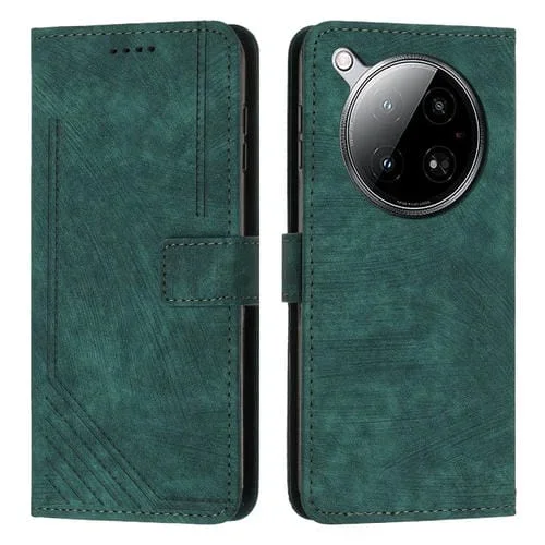 Funda de Cuero para Infinix Zero 40 4G con Diseño de Rayas y Tacto Agradable (Verde)
