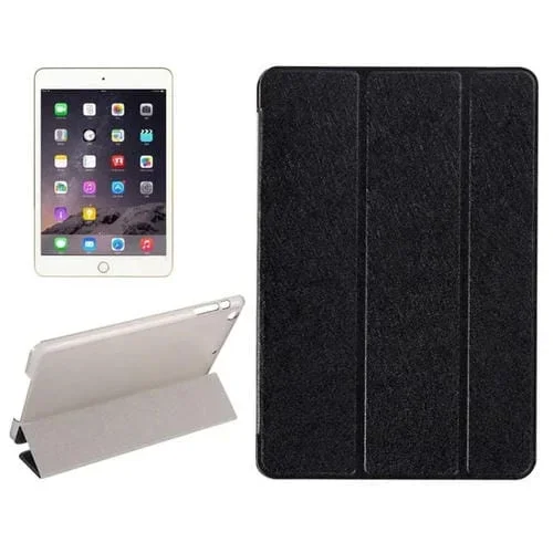 Funda de Cuero para iPad Mini 2019 con Tapa Horizontal y Soporte Plegable de Tres (Negro)