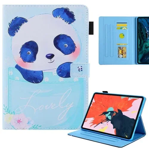 Funda de Cuero para iPad Pro 11 (2024) con Dibujo a Color Cup Panda