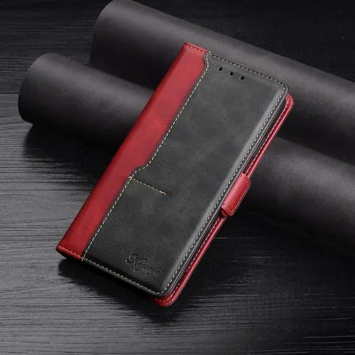Funda de Cuero para iPhone 11 Pro Retro Textura Contraste Hebilla Lateral Tapa Horizontal Soporte Ranuras Tarjetas Billetera (Rojo)