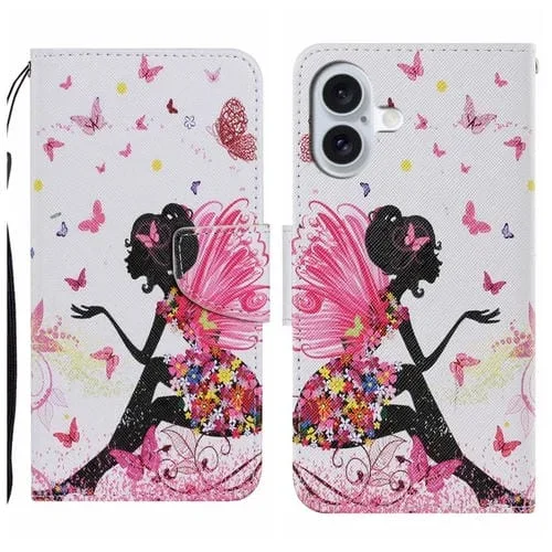 Funda de Cuero para iPhone 16 Plus con Tapa y Dibujo 3D Chica Bailarina