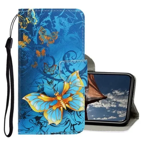 Funda de Cuero para iPhone Xs Max 3D Dibujo Horizontal Flip con Soporte y Billetera (Mariposa de Jade)