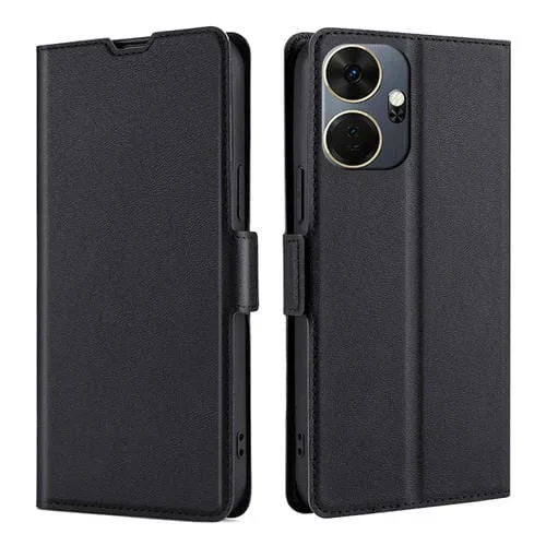 Funda de Cuero para Itel P55 + 4G con Tapa Horizontal y Hebilla Lateral (Negro)
