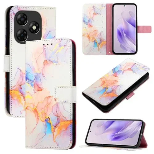 Funda de Cuero para Itel P55 4G Pt003 con Tapa y Patrón Mármol (Galaxy Marble White)