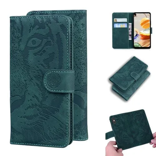 Funda de Cuero para LG K61 Tiger con Tapa Horizontal, Soporte, Ranuras para Tarjetas y Billetera (Verde)