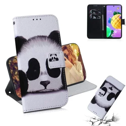 Funda de Cuero para LG K62 / K52 / Q52 con Tapa Horizontal, Soporte, Ranuras para Tarjetas y Billetera (Panda)